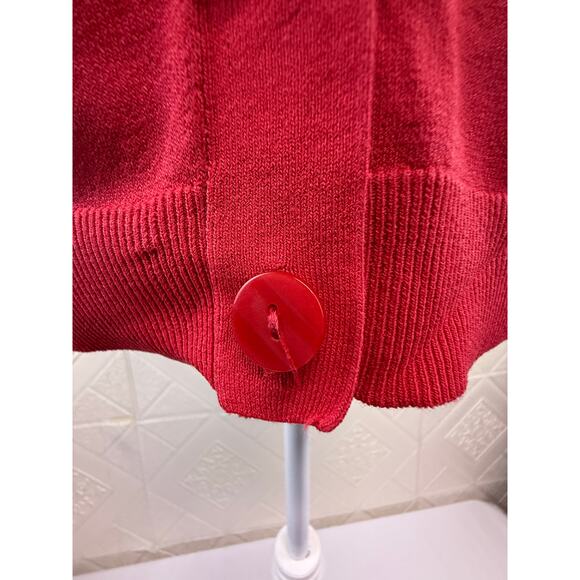 Red Cardigan sweater women's size Large 3/4 sleeve George flaw see description - Picture 16 of 16
